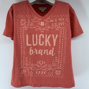 Lucky Brand girls v-neck terra-cotta t-shirt, 6